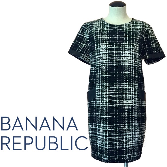 Banana Republic Dresses & Skirts - 📦 MOVING SALE 🚛 BR black & white print shift dress pocket Sz 10P